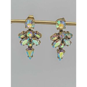 J Crew AB Crystal Gold Tone Cluster Drop Earrings